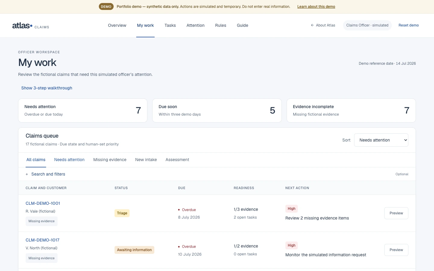 Officer workspace: actual Atlas prototype capture