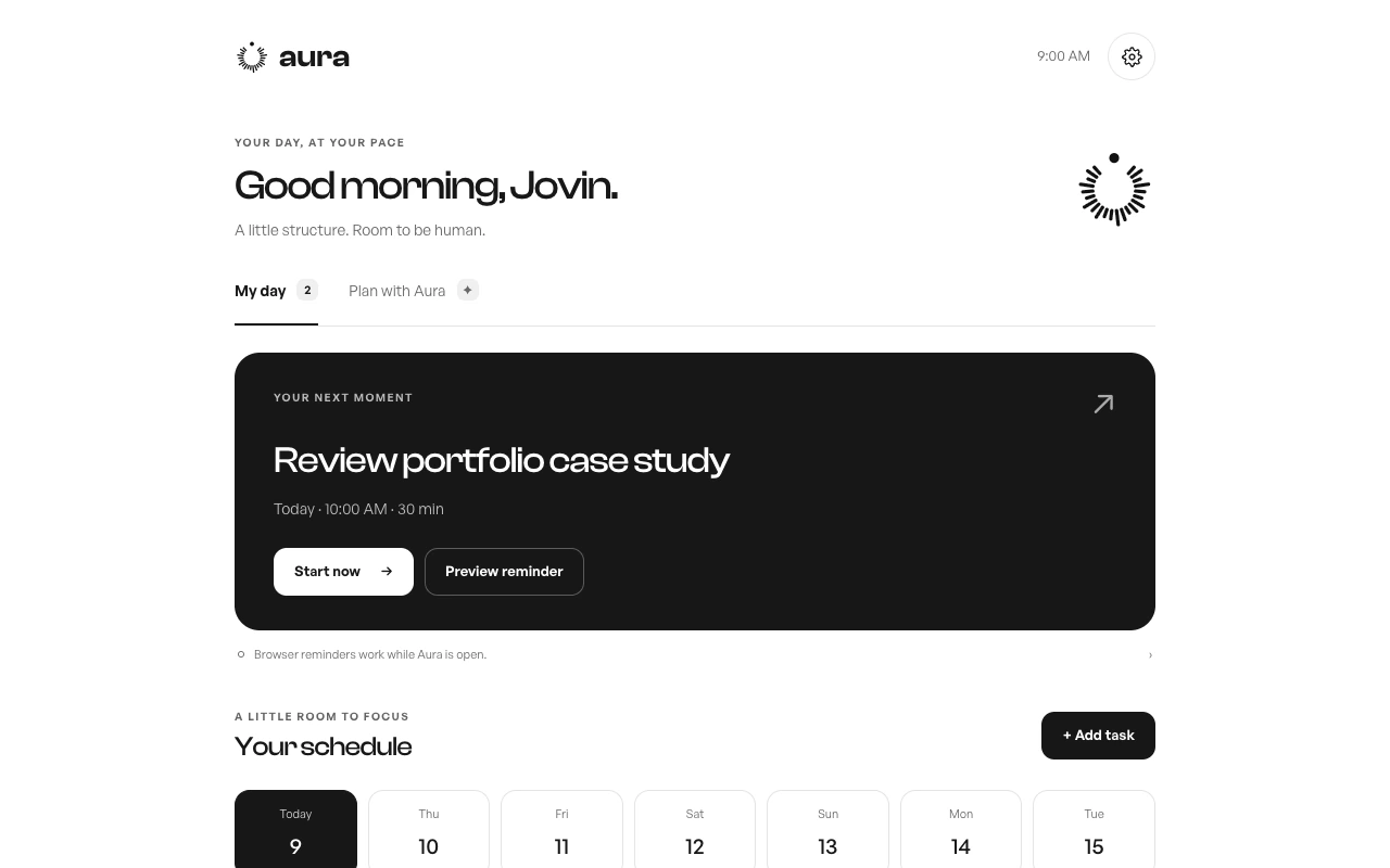 My day: actual Aura prototype capture