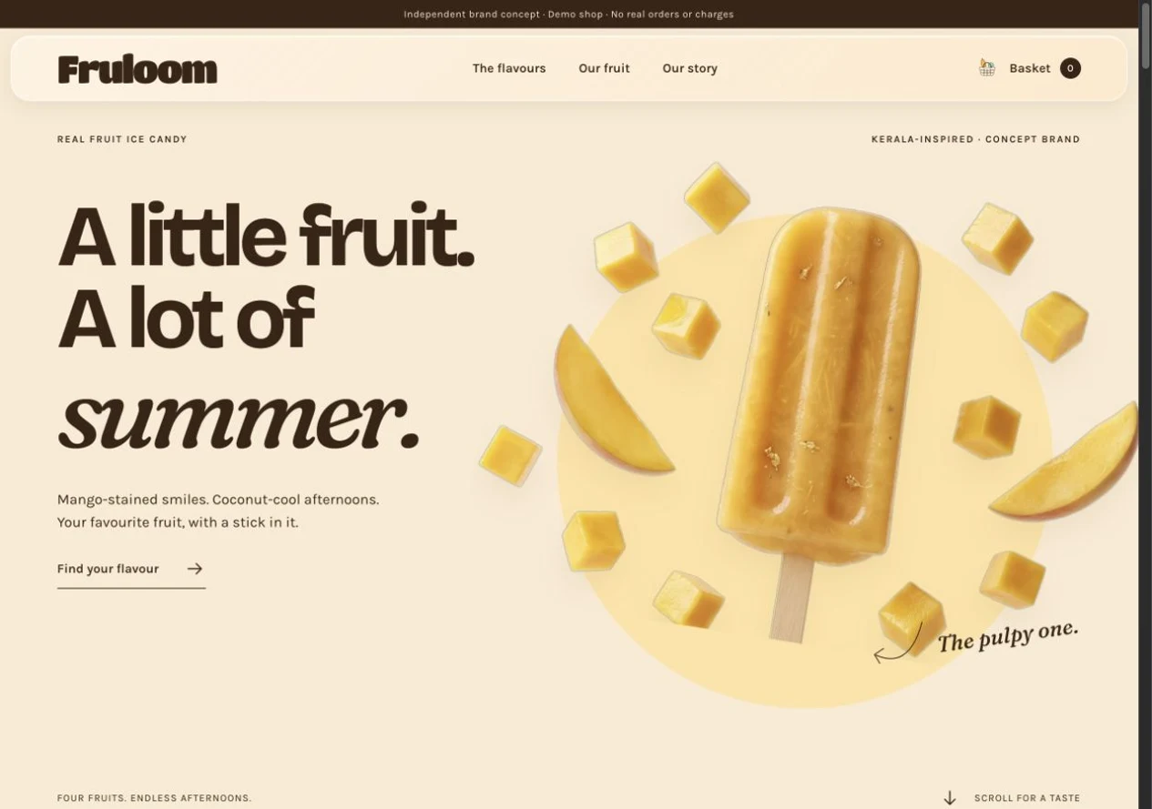 Fruloom homepage actual interface