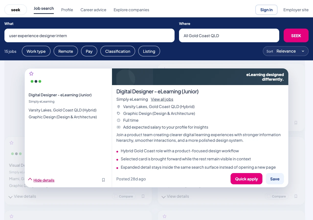 Inspect · One role expands while the surrounding results remain in context.